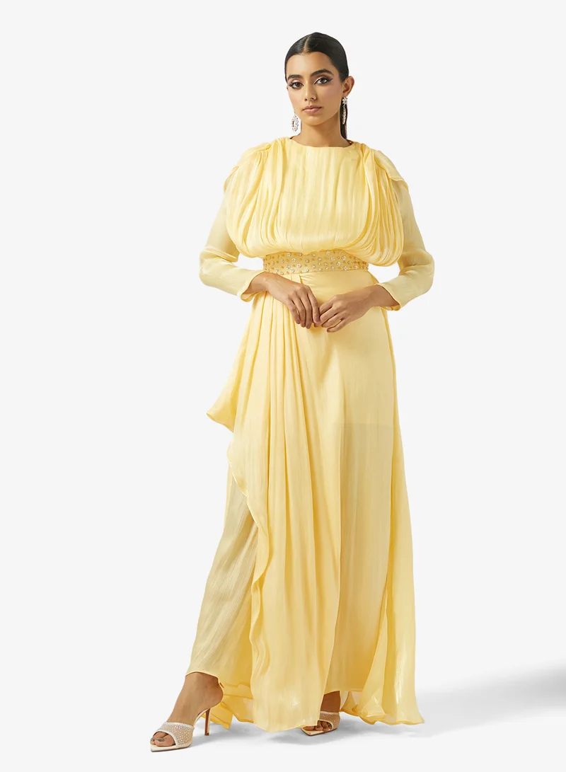 drapped dress with embellished waist